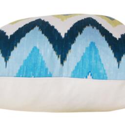 Schumacher Ikat Pillow Cover Blue Green Chevron, Martyn Lawrence Bullard Adras - thumbnail 2