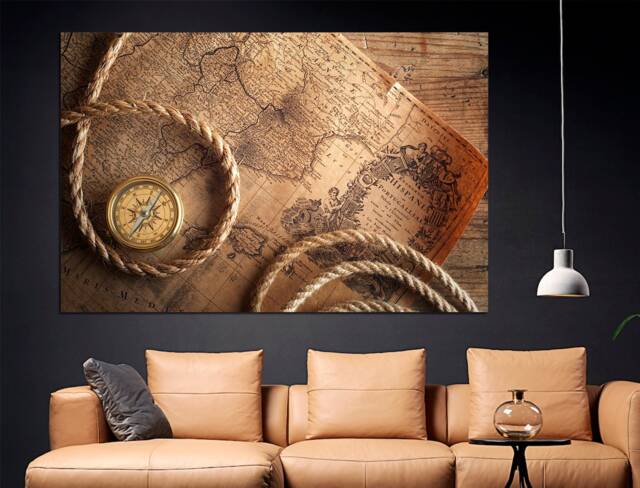 World Map Canvas Vintage Wall Art Large Set Of 3 - image 1