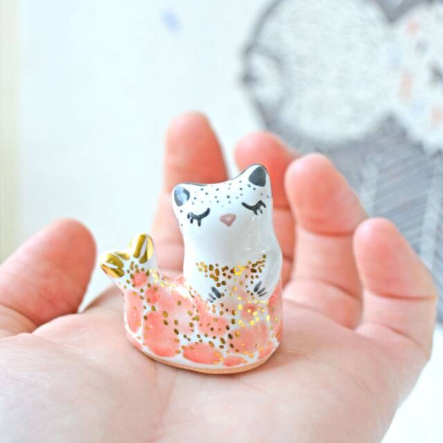 Mermaid Figurine, Purrmaid, Cat Sculpture, Ceramic Crazy Lady, Unique Lover Gift - image 1