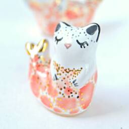 Mermaid Figurine, Purrmaid, Cat Sculpture, Ceramic Crazy Lady, Unique Lover Gift - thumbnail 3