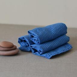 Blue Linen Towels Sets Men's Gift Navy Body Throw Striped Rustic Bath Pre Washed Soft Beach Yoga - thumbnail 3