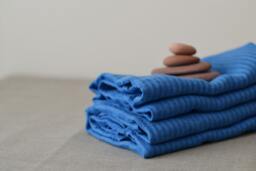 Blue Linen Towels Sets Men's Gift Navy Body Throw Striped Rustic Bath Pre Washed Soft Beach Yoga - thumbnail 1