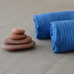 Blue Linen Towels Sets Men's Gift Navy Body Throw Striped Rustic Bath Pre Washed Soft Beach Yoga - thumbnail 2
