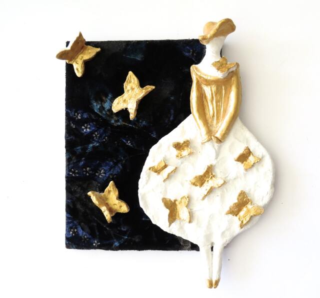 Celestial Decor Night Fairy Polymer Clay On Velvet/Modern Art Decor Wall Art Kids Room Wall Children - image 1