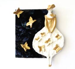 Celestial Decor Night Fairy Polymer Clay On Velvet/Modern Art Decor Wall Art Kids Room Wall Children