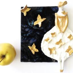 Celestial Decor Night Fairy Polymer Clay On Velvet/Modern Art Decor Wall Art Kids Room Wall Children - thumbnail 2