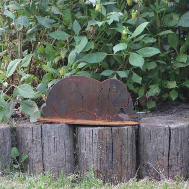 Rusty Metal Lop Eared Rabbit Garden Ornament, Pet Memorial - image 1