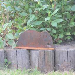 Rusty Metal Lop Eared Rabbit Garden Ornament, Pet Memorial - thumbnail 2