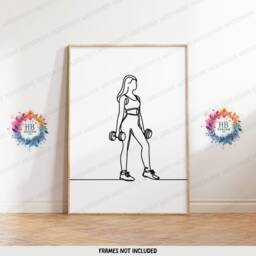 Couple Home Gym Prints - 3 Fitness Posters - Minimalist Line Drawing Design Sports Motivation Poster Athlete Decor Wall Art Gift - thumbnail 3