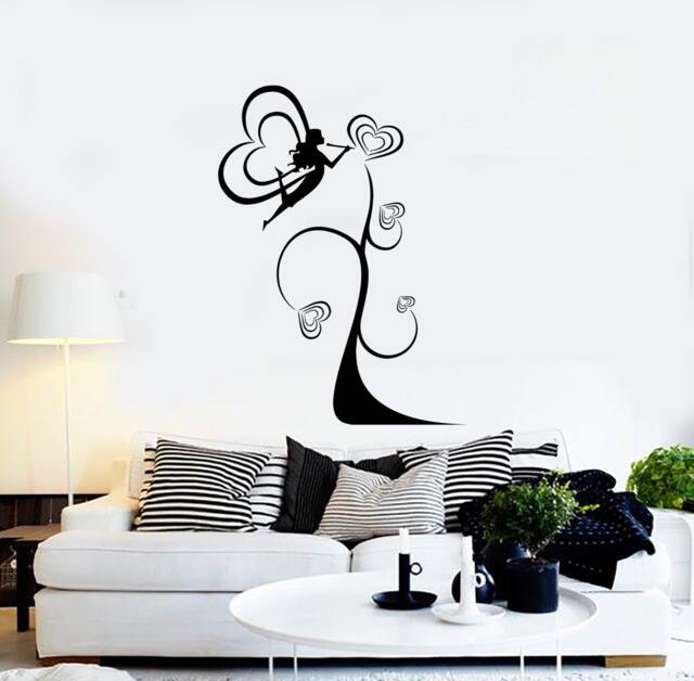 Fairy Wall Vinyl Decal Romantic Tree Girl Bedroom Nursery Decor Branch Hearts Guaranteed Quality Sticker 2260Di - image 1