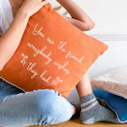 You Are The Friend Everybody Wishes They Had Linen Cushion With Mini Flower Trim/Birthday Gift For A Friends Christmas Thank You Present - thumbnail 2