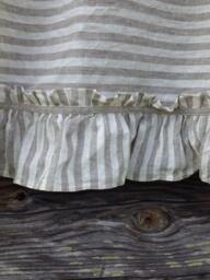 Linen Curtain Valance With Ruffles, Striped Curtain, Window Panel French Country Shabby Chic Cafe Curtains - thumbnail 1