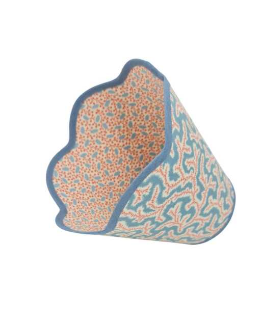 Scallop Lampshade - Double Fabric Blue Dulcie Ian Sanderson Scallop Any Light Fitting Plus Battery - image 1