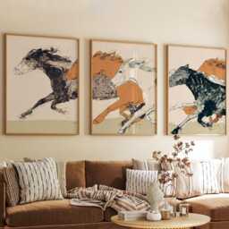 Galloping Horse Poster, Set Of 3 Minimalist Line Art Print - thumbnail 3