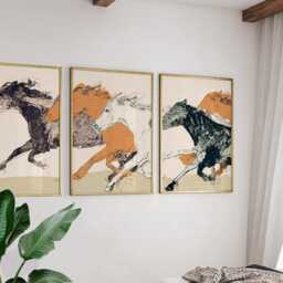 Galloping Horse Poster, Set Of 3 Minimalist Line Art Print - thumbnail 2