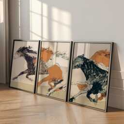 Galloping Horse Poster, Set Of 3 Minimalist Line Art Print - thumbnail 1