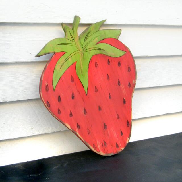 Strawberry Garden Sign Farm Stand Summer Harvest Kitchen Wall Decor - image 1