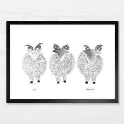 Three Sheep Print Highland Ram Farmhouse Wall Art - A4 - thumbnail 2
