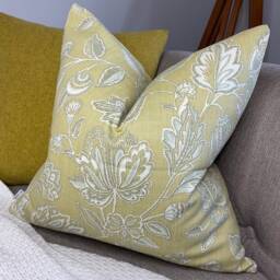 Decorative Floral Cushion Cover, Green Pillow Cover , Designer Fabric, Cotton - Double Sided, Worldwide Shipping - thumbnail 3