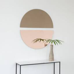Set Of 2 Half-Moon Frameless Mirrors - Mixed Bronze Rose Tints, Minimalist Design - thumbnail 2