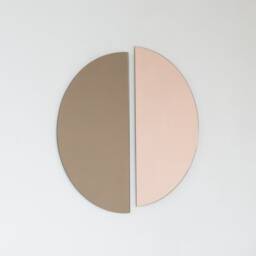 Set Of 2 Half-Moon Frameless Mirrors - Mixed Bronze Rose Tints, Minimalist Design - thumbnail 3