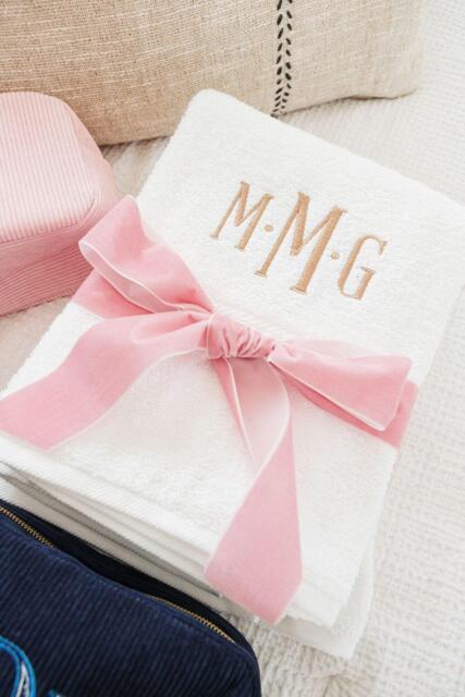 Embroidered Guest Towels // Bath & Hand Towel, Monogram Towels, Custom Bathroom Monogrammed - image 1
