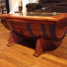 Whiskey Barrel Coffee Table With Bottle Storage - thumbnail 3