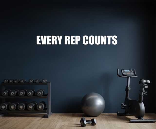 Motivational Gym Wall Decal, Every Rep Counts, Fitness Sticker, Inspirational Quote, High School Sports 081 - image 1