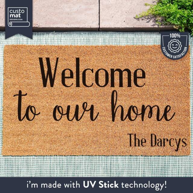 Welcome To Our Home Family Name Doormat - Custom Rug Last Door Mat Housewarming Gift - image 1