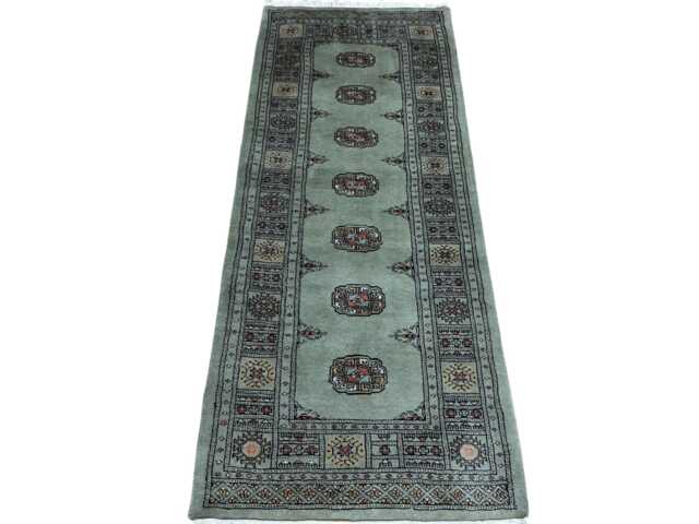 2.6x7 Pistachio Green 3 Ply Handmade Bokhara Runner Rug - Hallway Stairs Carpet, Extra Thick Pile - image 1