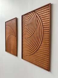 Carved Geometric Wood Art, Wall Decor, Rustic Hanging, Housewarming Gift, Handmade - thumbnail 1