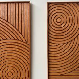 Carved Geometric Wood Art, Wall Decor, Rustic Hanging, Housewarming Gift, Handmade - thumbnail 4
