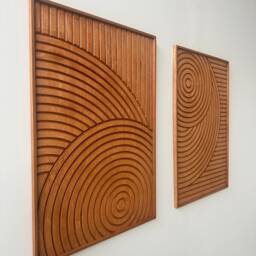 Carved Geometric Wood Art, Wall Decor, Rustic Hanging, Housewarming Gift, Handmade - thumbnail 2
