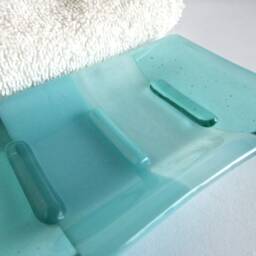 Fused Glass Soap Dish in Aquamarine & Turquoise By Bprdesigns - thumbnail 3