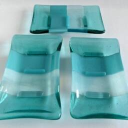 Fused Glass Soap Dish in Aquamarine & Turquoise By Bprdesigns - thumbnail 4