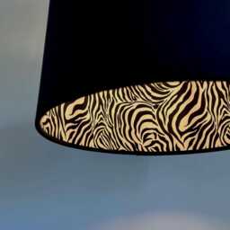 Black Velvet Drum Lampshade, Double Sided Lampshade With Zebra Print Cotton Interior, Ceiling Light Shade - thumbnail 3