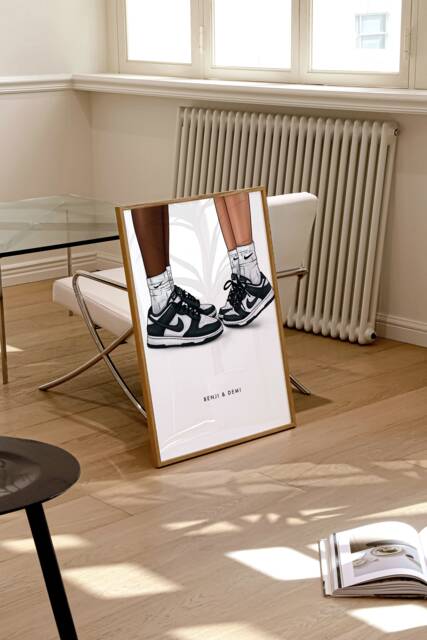 Personalised Sneakers Print, Custom Skin, Couples Trainers Sneaker Couple, Gift, Unframed - image 1