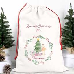 Personalised Ballerina Christmas Sack Large Linen Stocking