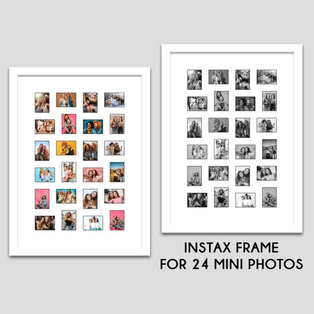 Instax Mini Photo Frame - Holds 24 Photos White Mount With Black Bevel Edge - image 1