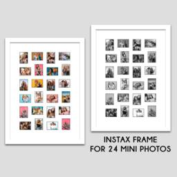 Instax Mini Photo Frame - Holds 24 Photos White Mount With Black Bevel Edge - thumbnail 1
