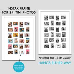 Instax Mini Photo Frame - Holds 24 Photos White Mount With Black Bevel Edge - thumbnail 2