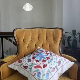 Suzani Pillowcase Real Uzbek Suzani Embroidered in Nurata, Bukhara, Samarkand, Shakhrisabz - thumbnail 3