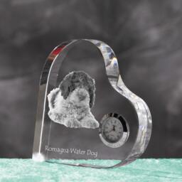Romagna Water Dog - Crystal Clock in The Shape Of A Heart With Image Pure-Bred Dog - thumbnail 2
