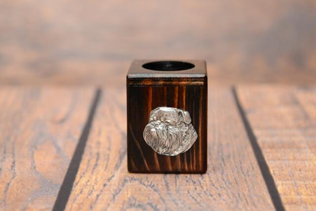 Grand Basset Griffon Vendeen - Wooden Candlestick With Dog, Souvenir, Decoration, Limited Edition, Collection - image 1