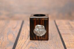 Grand Basset Griffon Vendeen - Wooden Candlestick With Dog, Souvenir, Decoration, Limited Edition, Collection - thumbnail 1