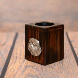 Grand Basset Griffon Vendeen - Wooden Candlestick With Dog, Souvenir, Decoration, Limited Edition, Collection - thumbnail 2