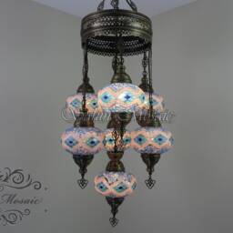 7 - Ball Turkish Sultan Mosaic Chandelier With Large Globes - thumbnail 2