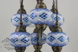 7 - Ball Turkish Sultan Mosaic Chandelier With Large Globes - thumbnail 1