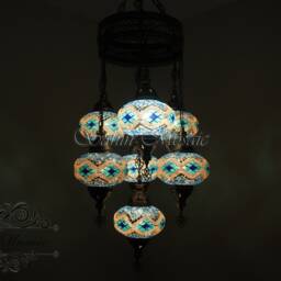 7 - Ball Turkish Sultan Mosaic Chandelier With Large Globes - thumbnail 3