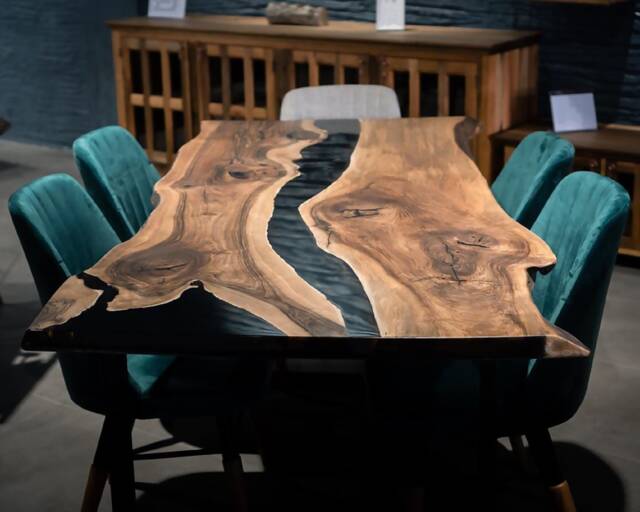 Epoxy Table, Custom Dining Room Live Edge Kitchen Table - image 1